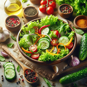 Healthy and natural onion tomato lettuce salad 4.