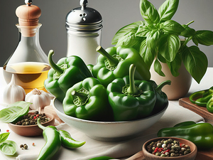 Red green yellow peppers food 21