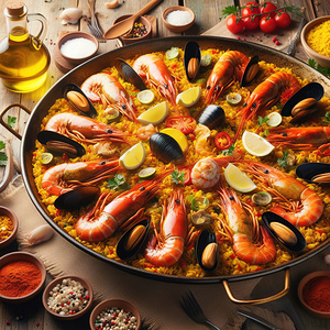 Spanish paella Valencian paella seafood rice  food