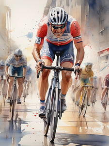 Watercolor cycling race