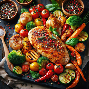 chicken fillet with vegetables vegetable garnish  1715376497.6215