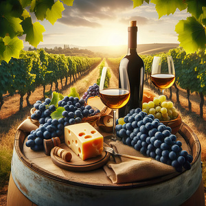 still life with wine and cheese 1