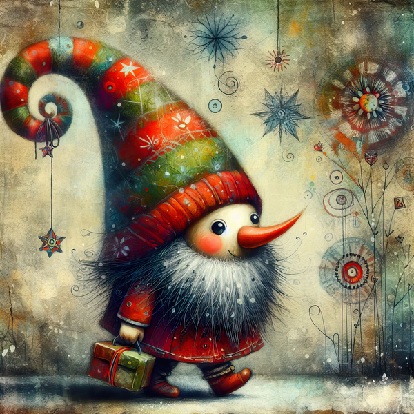 06 Mixed media painting of a whimsical nomeelf.jp Print