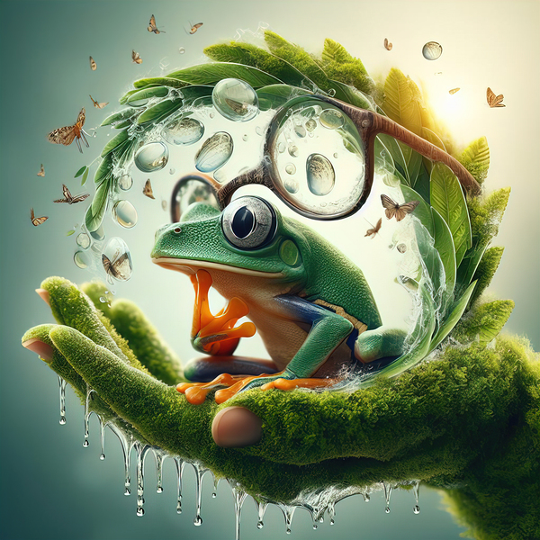 119 Creative natural background with a green frog Print