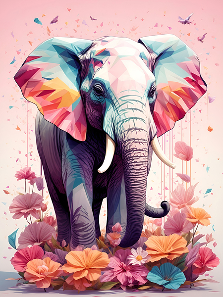 floral elephant Print