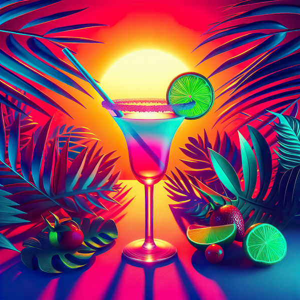 135 Creative food template. Daiquiri cocktail wit Print