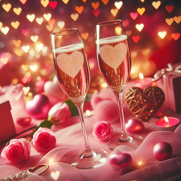 202 Two champagne glasses filled with sparkling w Print