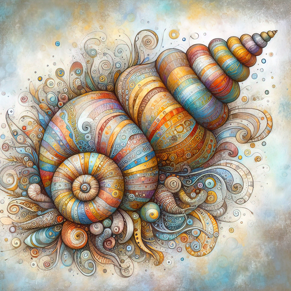 288 Mixed madia painting of a whimsical sea shell 1716491147.4485 Print