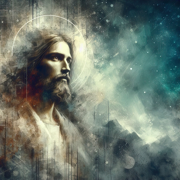 31 Portrait of Jesus Christ on abstract grunge ba Print