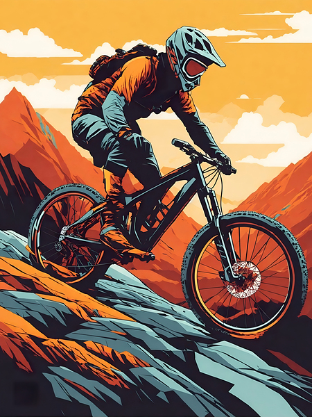 I descend on a vintage mtb Print