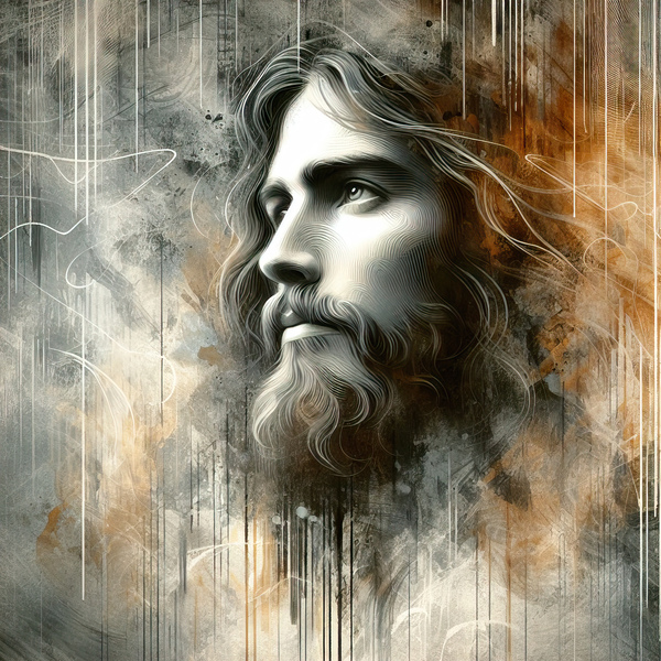 38 Portrait of Jesus Christ on abstract grunge ba Print
