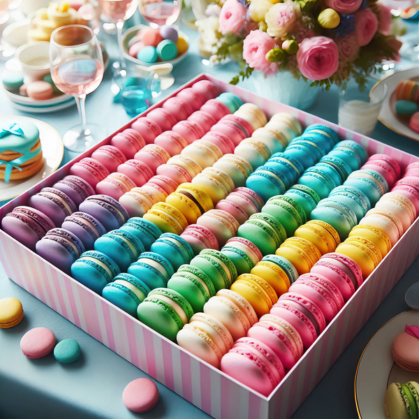 63 Assorted Colored Macaroons in Box by artvi