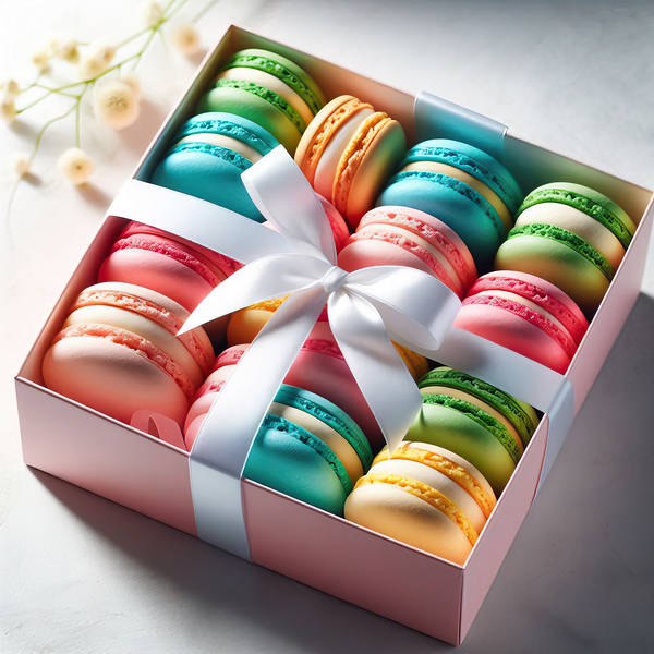 67 Assorted Colored Macaroons in Box by artvi
