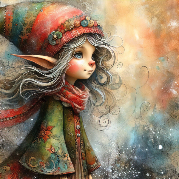 68 Mixed media painting of a caprices nomeelf Print