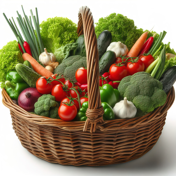 Basket with various fresh vegetables 2 Print