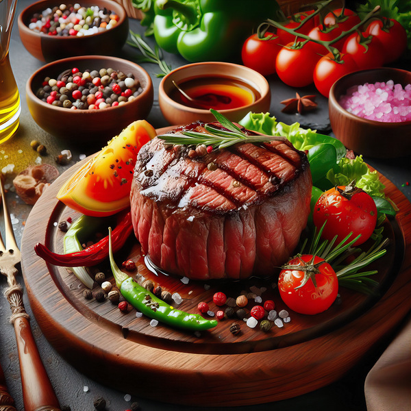 Beef fillet with vegetable garnish 4 Print