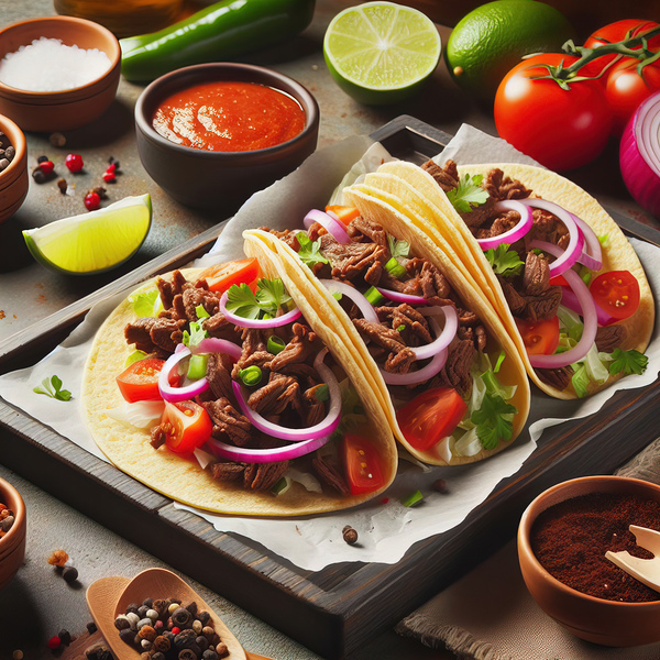 Delicious tacos on a plate placed on wooden table 1714682769.5112 Print