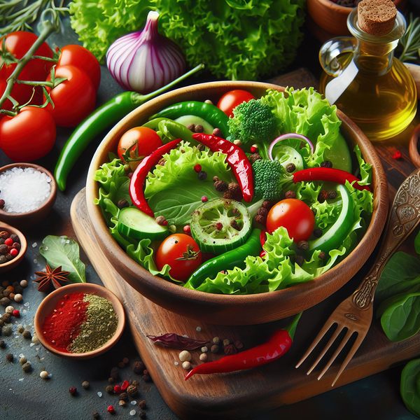 Healthy and natural onion tomato lettuce salad 10 Print