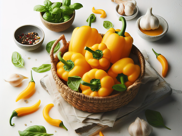 Red green yellow peppers food 15 Print