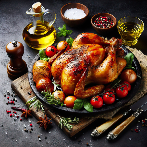 Roasted chicken on wooden board 11 Print