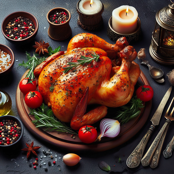 Roasted chicken on wooden board 9 Print