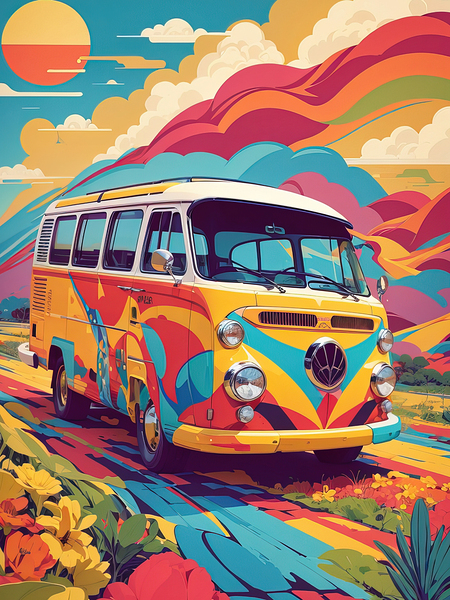 hippie van Print