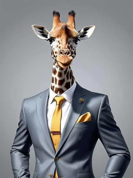 giraffe in suit Print