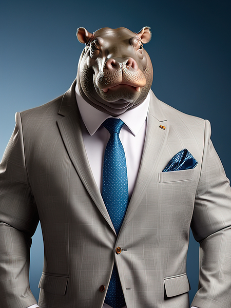 hippopotamus in suit Print