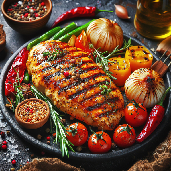 chicken fillet with vegetables vegetable garnish Print