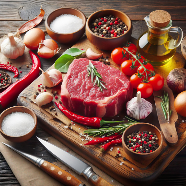 fresh raw steak meat on wooden board with rosemar 1714412266.5902 Print