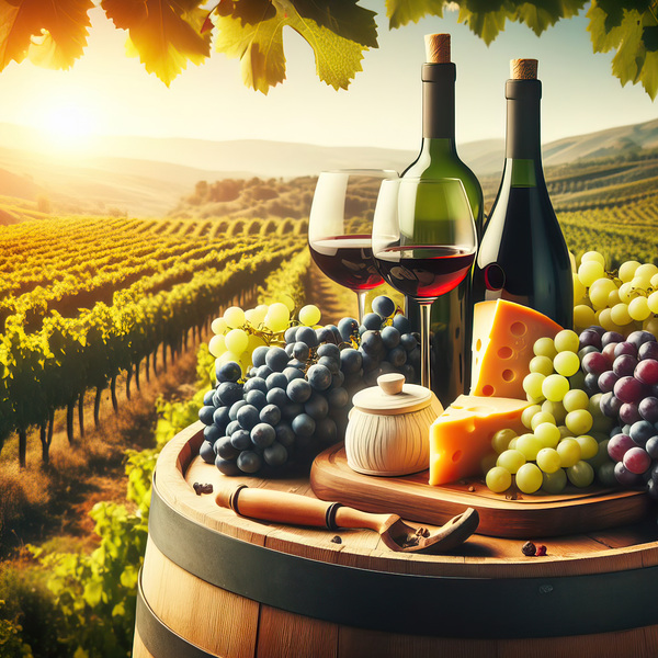 still life with wine and cheese 6 Print