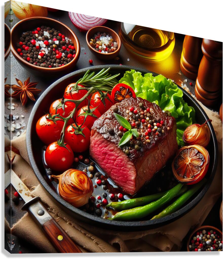 Beef fillet with vegetable garnish 1 Canvas Print