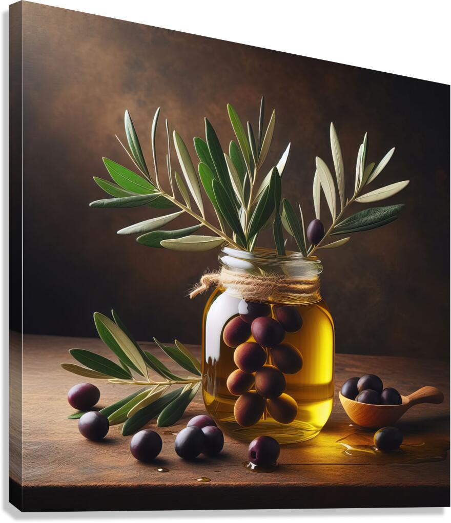olive oil olives still life 10 Canvas Print