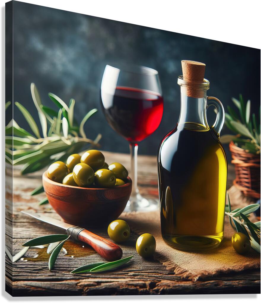 olive oil olives still life 9 Canvas Print