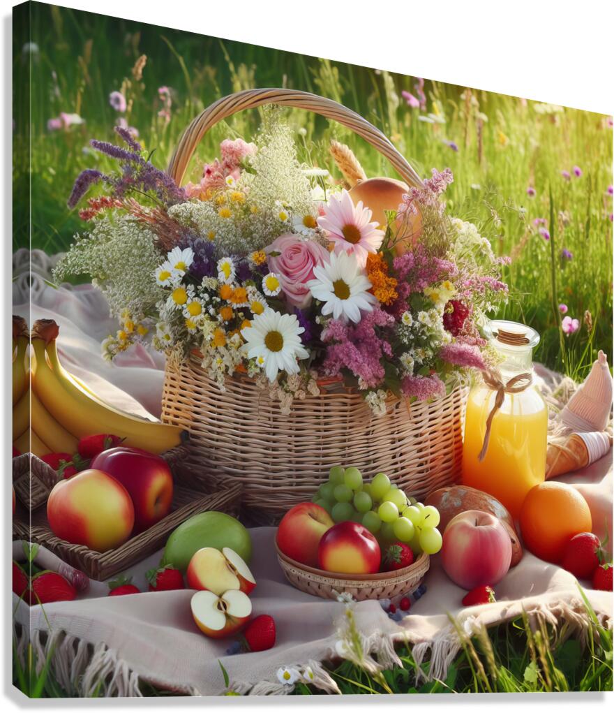 picnic basket in the countryside 8 Canvas Print