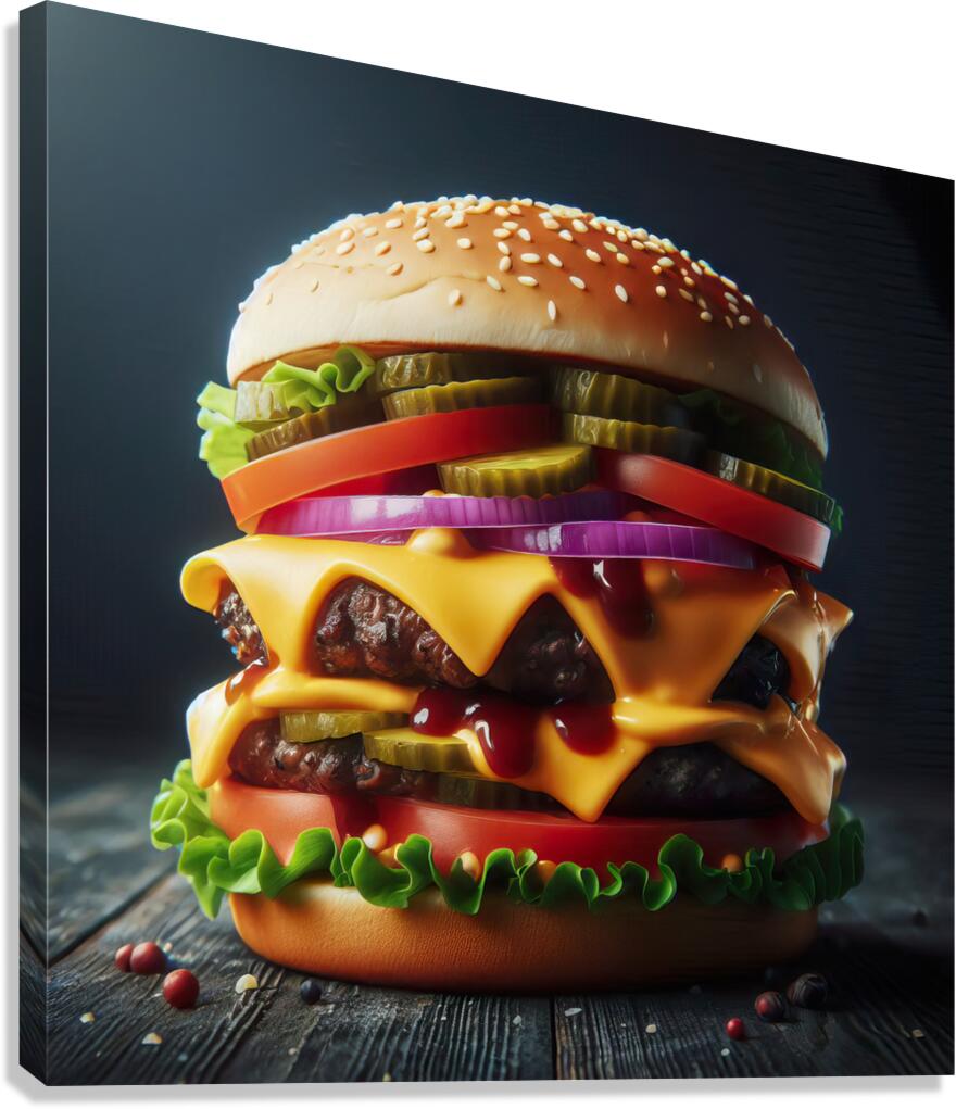 Hamburger french fries and drink on white 15 Canvas Print