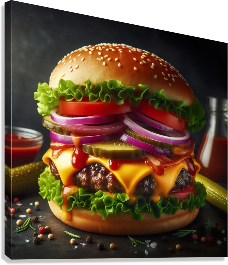 Hamburger french fries and drink on white 1 Canvas Print