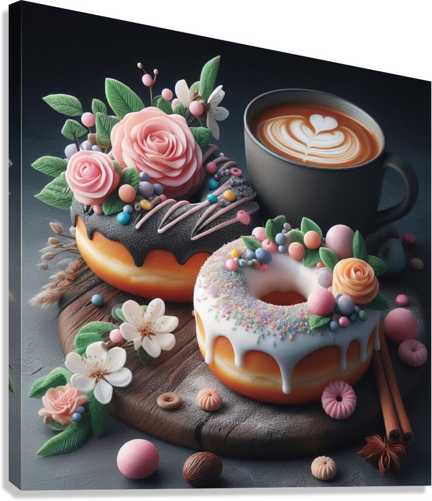 Donuts decorated with topping pastry decoration 7 Canvas Print