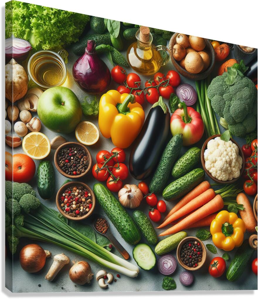 Health food for fitness concept with fruit vegeta 1714505635.5503 Canvas Print