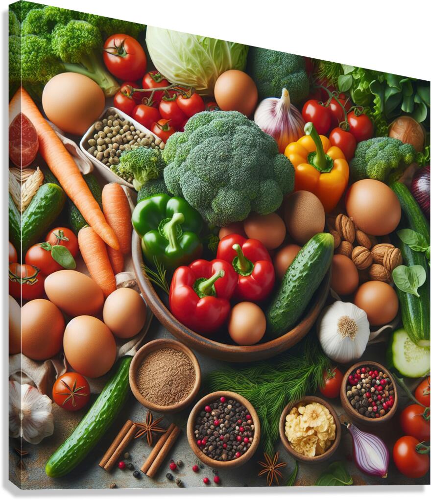 Health food for fitness concept with fruit vegeta 1714505625.2271 Canvas Print