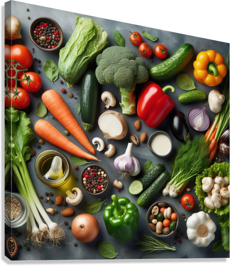 Health food for fitness concept with fruit vegeta Canvas Print