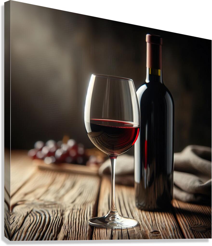 bottle of wine and a full glass 15 Canvas Print