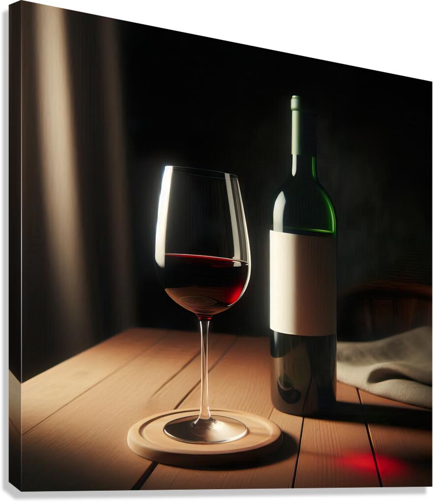 bottle of wine and a full glass 13 Canvas Print