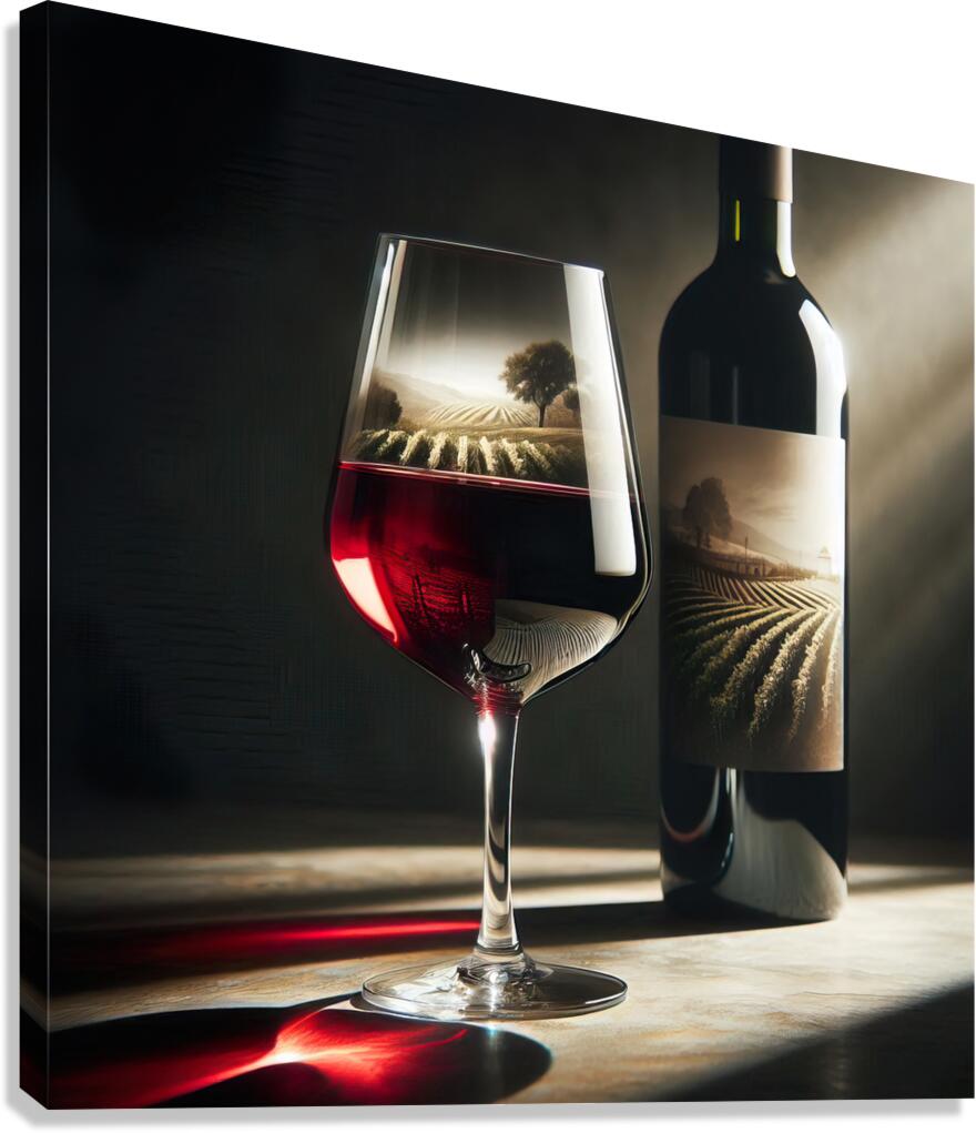bottle of wine and a full glass 14 Canvas Print