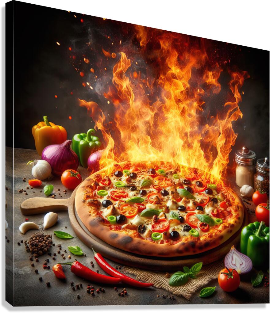 a delicious Italian salami cheese pizza over a wo 1715098744.2811 Canvas Print