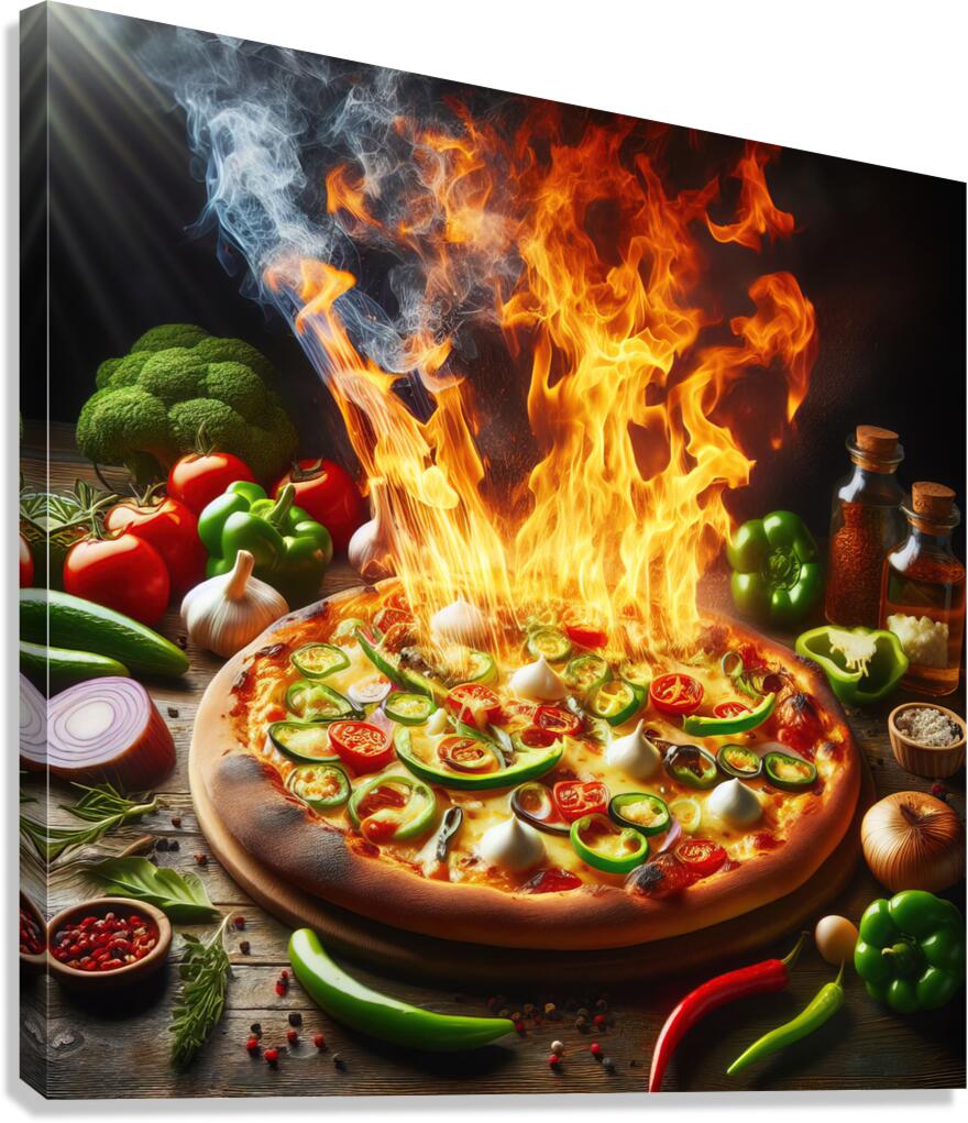 a delicious Italian salami cheese pizza over a wo 1715098754.6157 Canvas Print