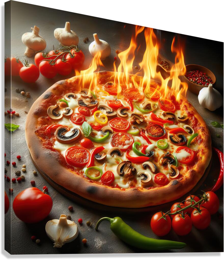 a delicious Italian salami cheese pizza over a wo 1715098736.7155 Canvas Print