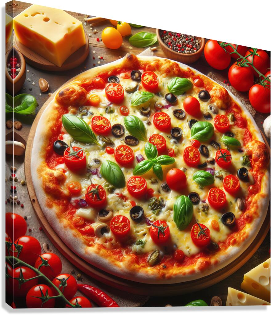 a delicious Italian salami cheese pizza over a wo 1715098777.1913 Canvas Print