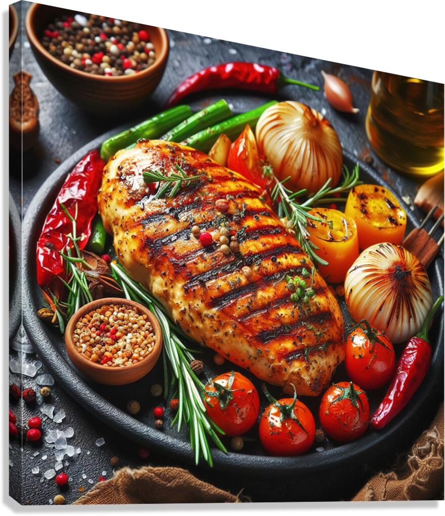 chicken fillet with vegetables vegetable garnish Canvas Print