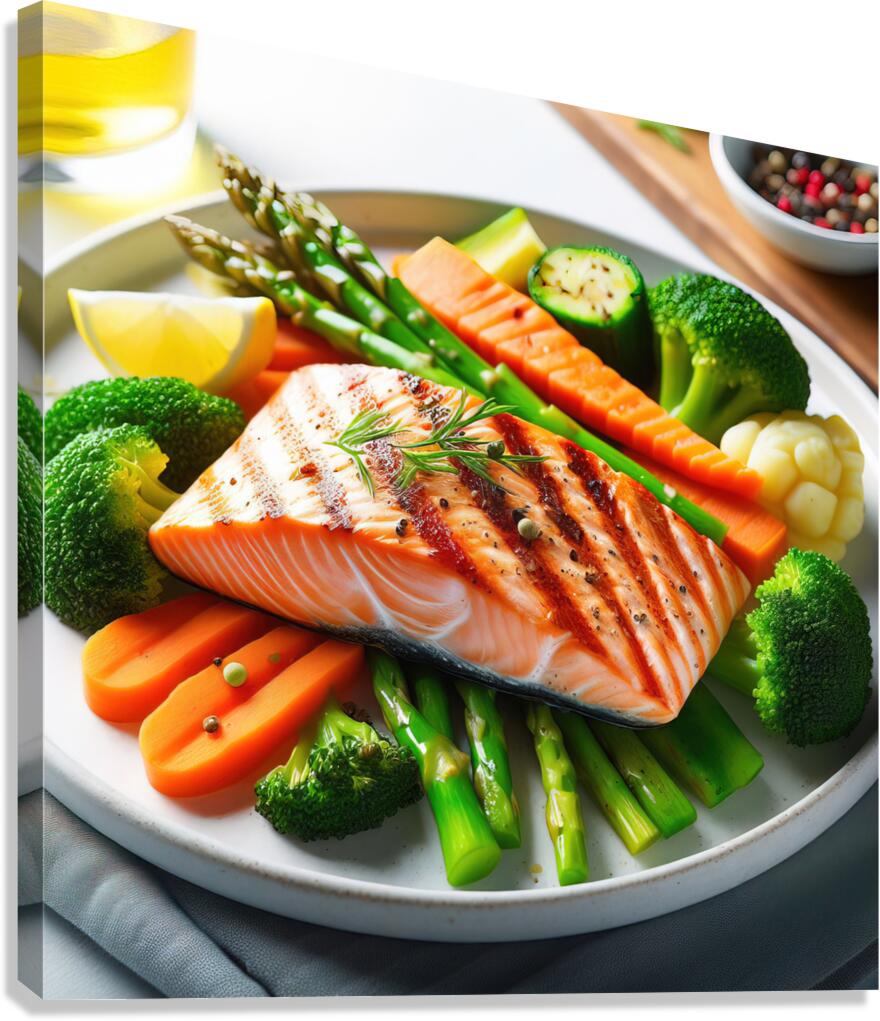 Norwegian salmon salmon with vegetables salmon wi Canvas Print